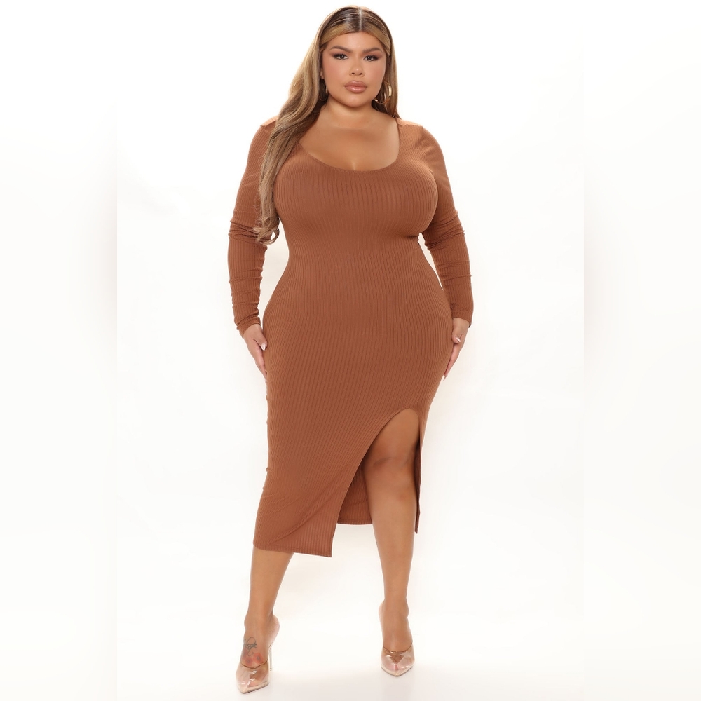 Fashion Nova Find Me Later Midi Dress,  Chocolate - NWT